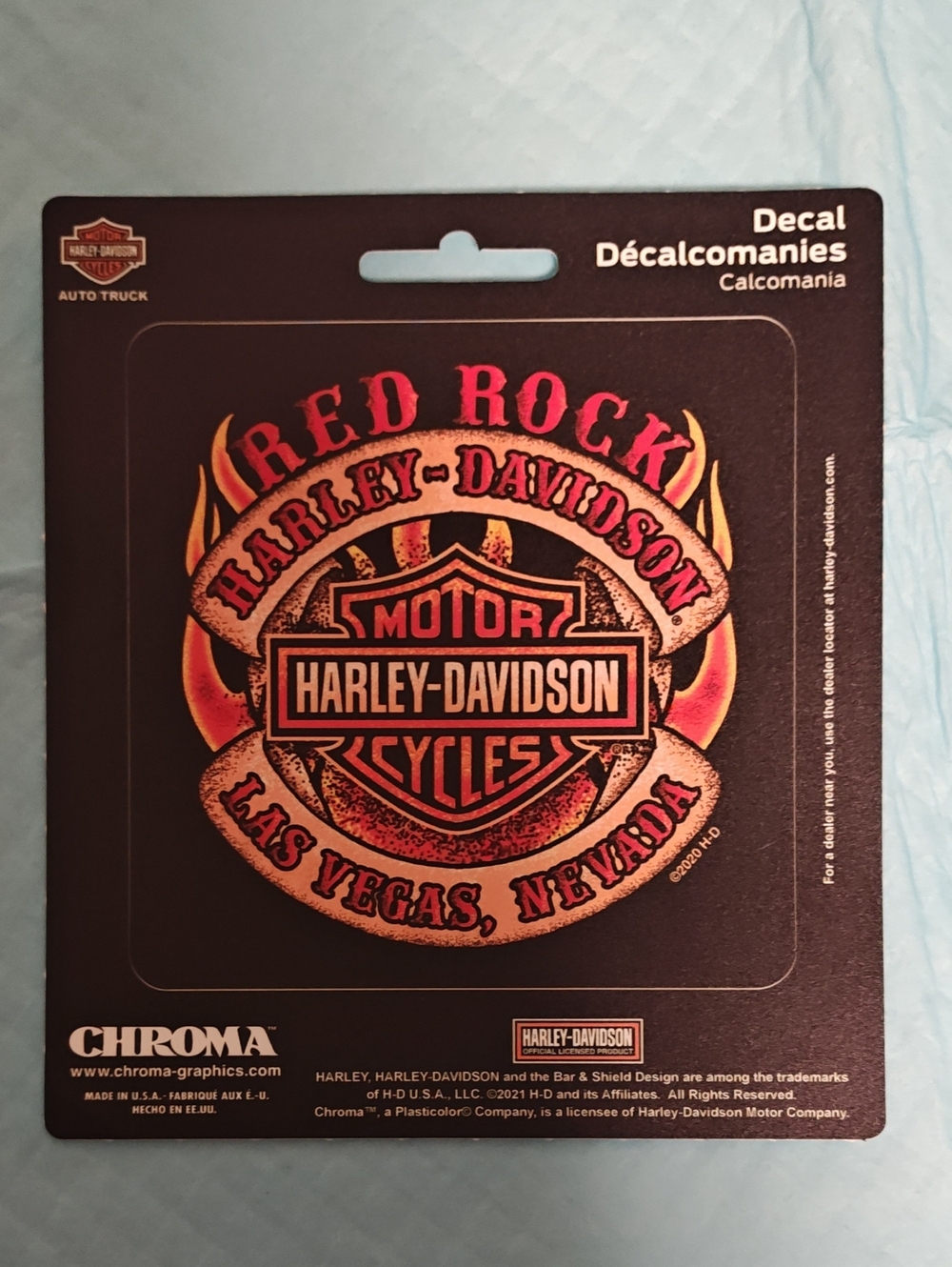 Harley-Davidson Black Decal with Red and Orange Flame Logo